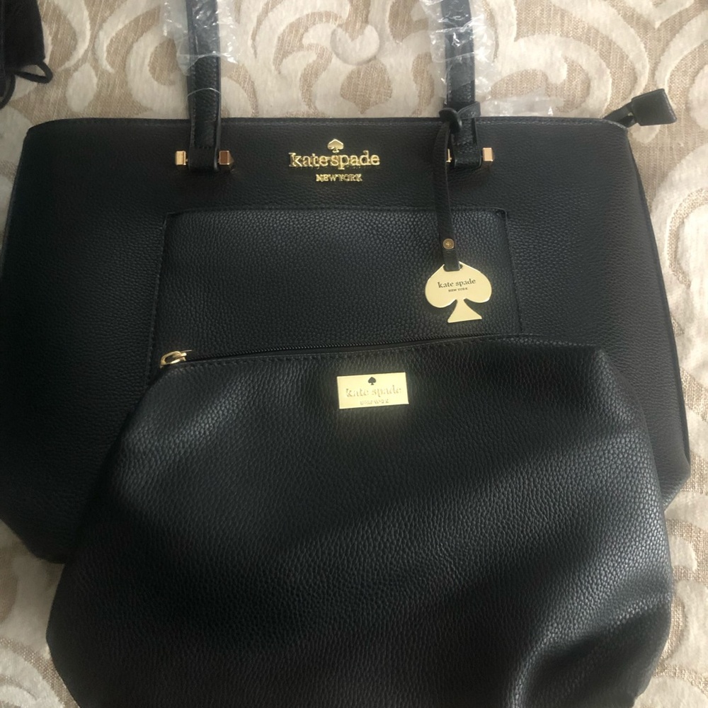 Kate Spade black purse with makeup bag